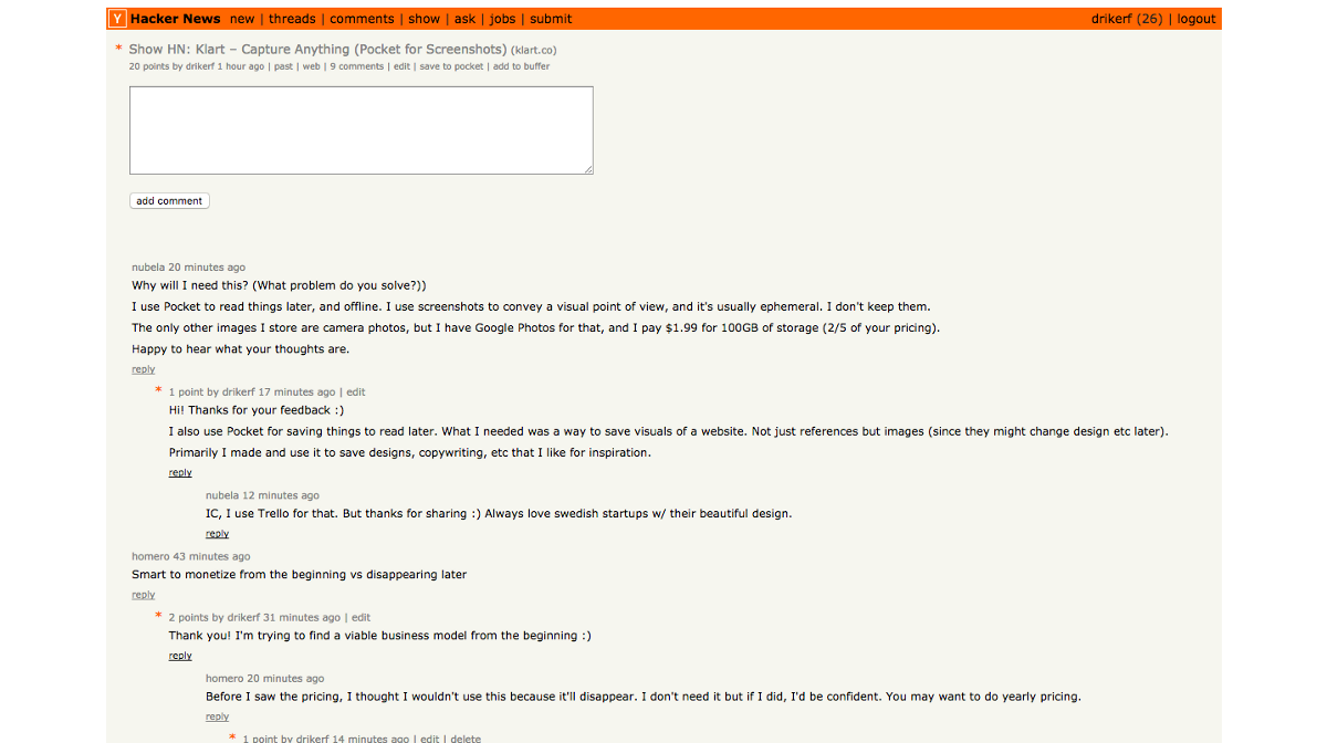 Comments on HN